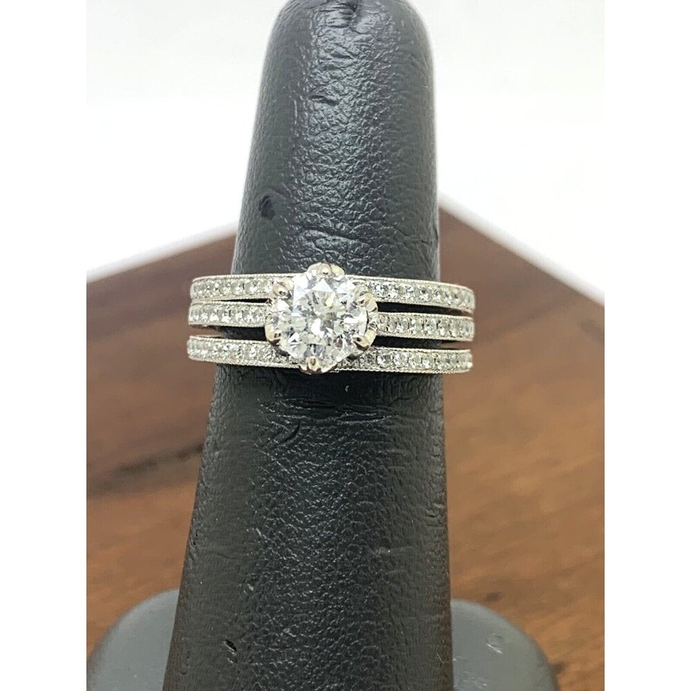 Parade Wedding Set 18k White Gold Diamond Engagement Ring Band Women's 6.25-6.5 - Picture 8 of 14